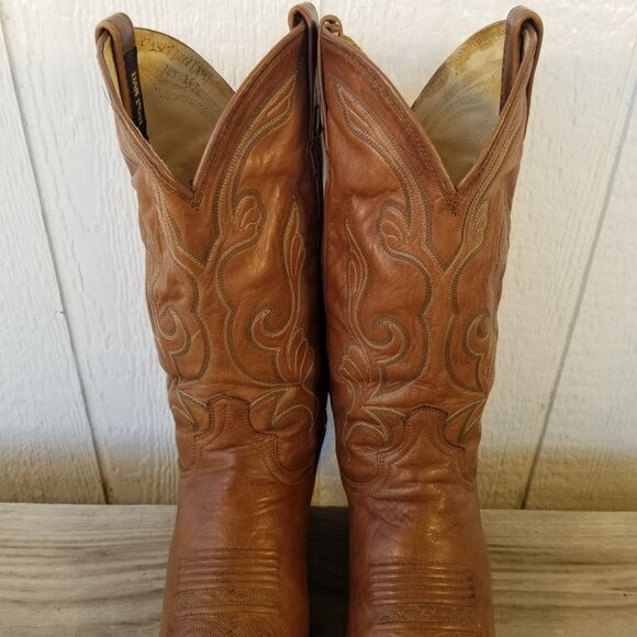 Vintage Goatskin Mens Brown Leather Cowboy Western Boots 9.5 D 16776 USA - Picture 11 of 14